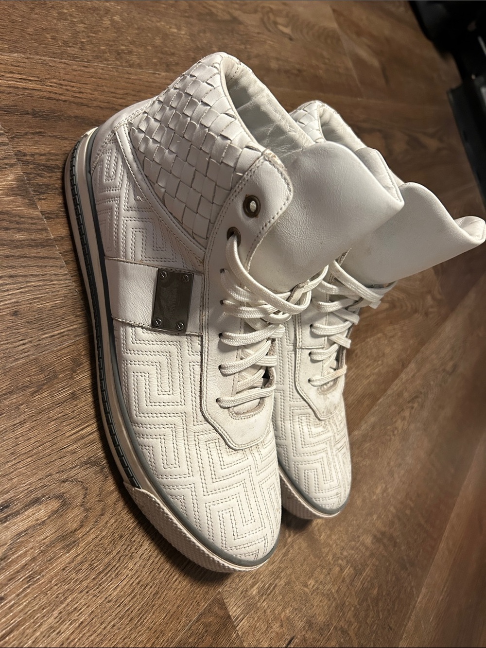 Men's White High-Top Versace Sneakers